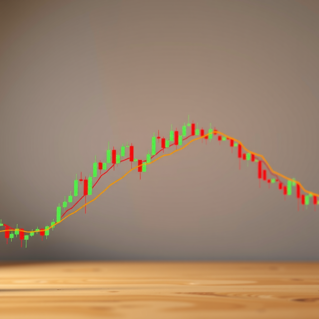 Price chart with Bollinger Bands overlay showing three bands - upper, middle, and lower - forming a channel around candlestick price action, with bands expanding during volatile periods and contracting during consolidation
